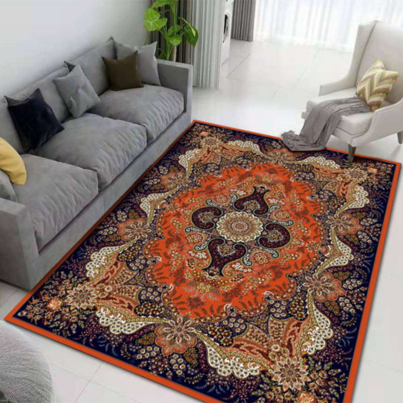 Blue Vintage Rapage Polyester Medallion Carpet Not Area Rison pour le salon
