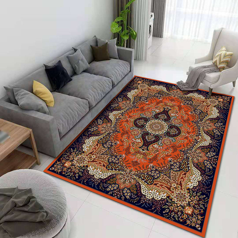 Blue Vintage Rapage Polyester Medallion Carpet Not Area Rison pour le salon