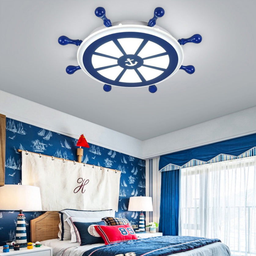 Plafonnier LED bleu en métal pour enfants, luminaire de plafond pour chambre d'enfant