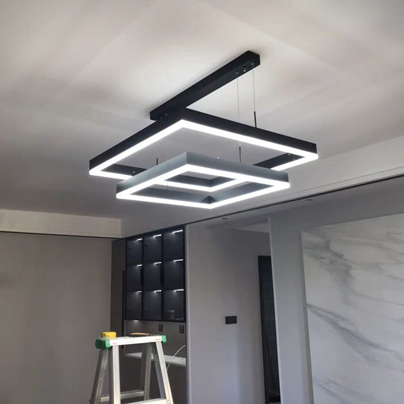 Funzione illuminazione a sospensione al quadrato in metallo Lucialettale a LED a LED MODERNO