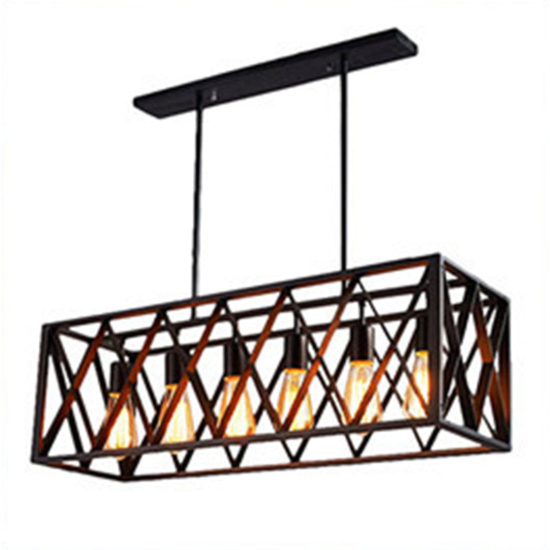 Rettangle Island Lampadella luci industriali di illuminazione del lampadario in metallo per tavolo da pranzo