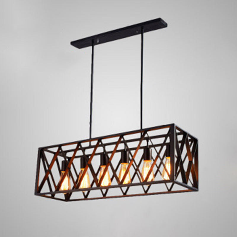 Rettangle Island Lampadella luci industriali di illuminazione del lampadario in metallo per tavolo da pranzo