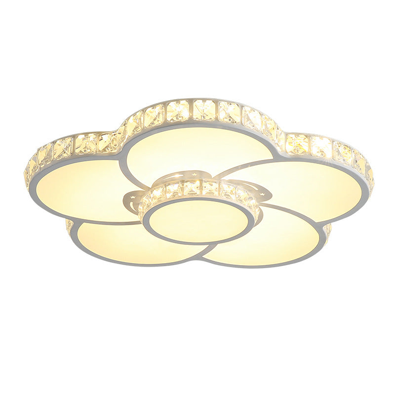 Crystal Floral Flush Mount Lighting Modern Style LED White Flush Mount Ceiling Fixture