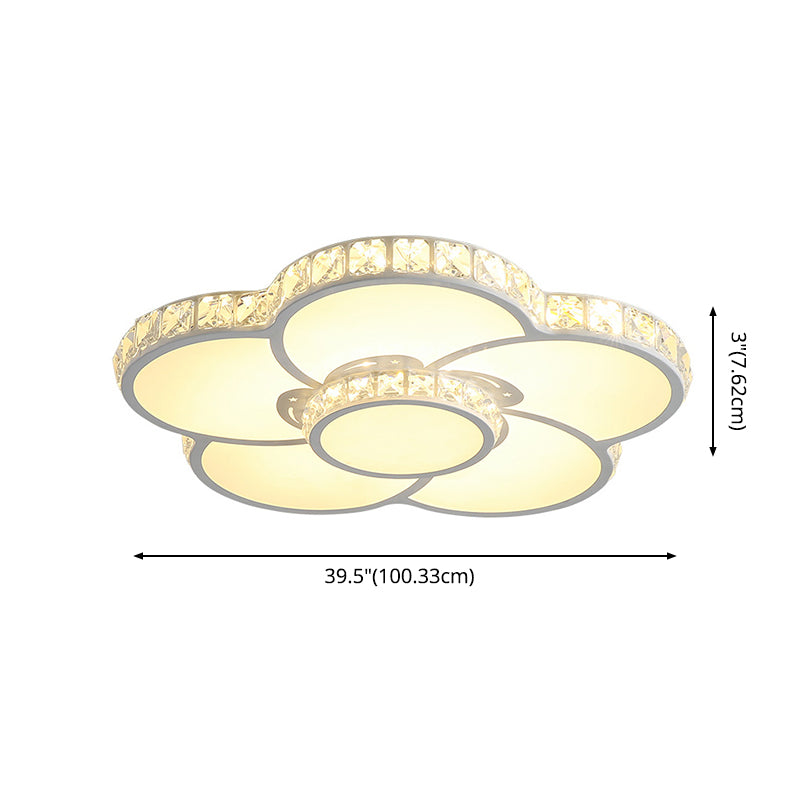 Crystal Floral Flush Mount Lighting Modern Style LED White Flush Mount Ceiling Fixture