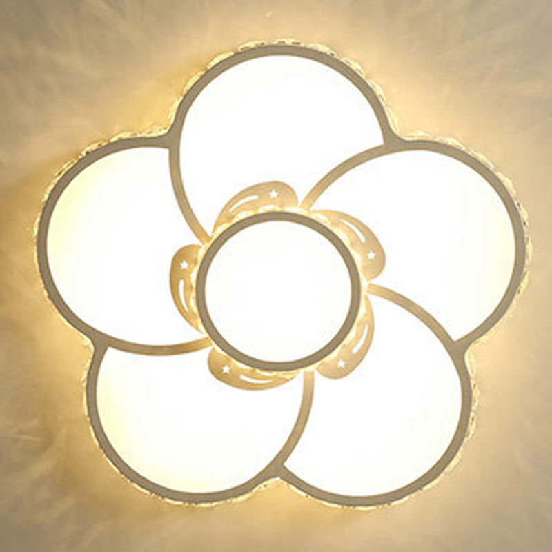 Crystal Floral Flush Mount Lighting Modern Style LED White Flush Mount Ceiling Fixture