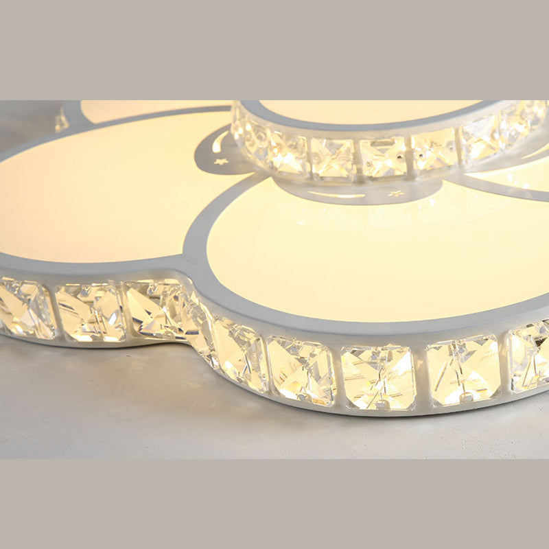 Crystal Floral Flush Mount Lighting Modern Style LED White Flush Mount Ceiling Fixture