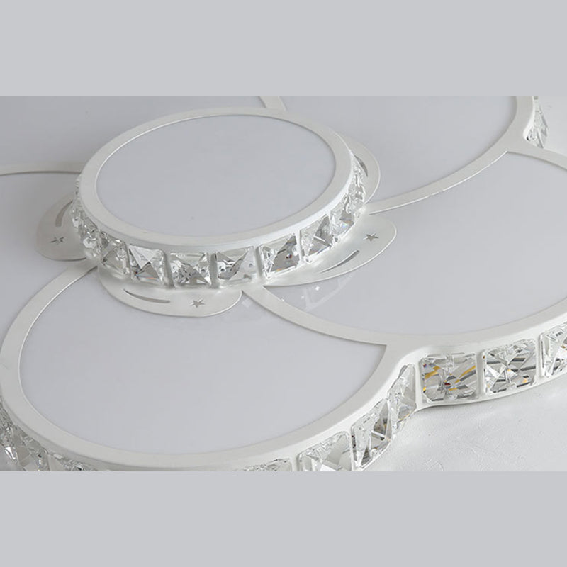 Crystal Floral Flush Mount Lighting Modern Style LED White Flush Mount Ceiling Fixture