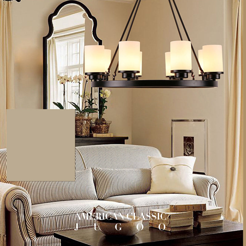 Glass Black Chandelier Light Fixture Cylindrical Industrial Ceiling Chandelier Pendant