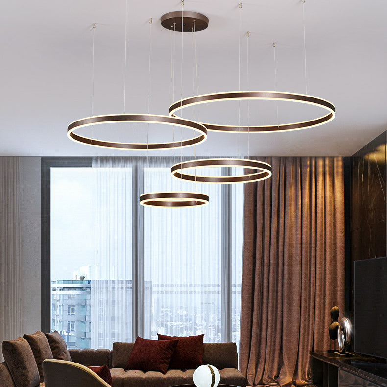 Coffee Rings Suspension Pendant Light Modern Style LED Metal Chandelier Pendant Light