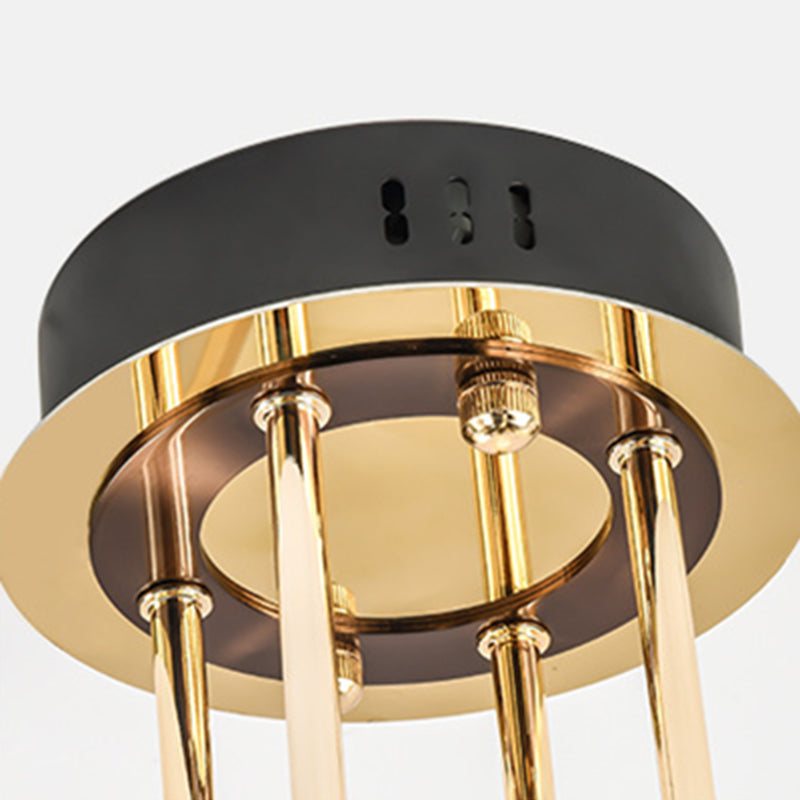 Metal Ring-Shaped Suspended Lighting Fixture Modern LED Pendant Light Kit in Gold