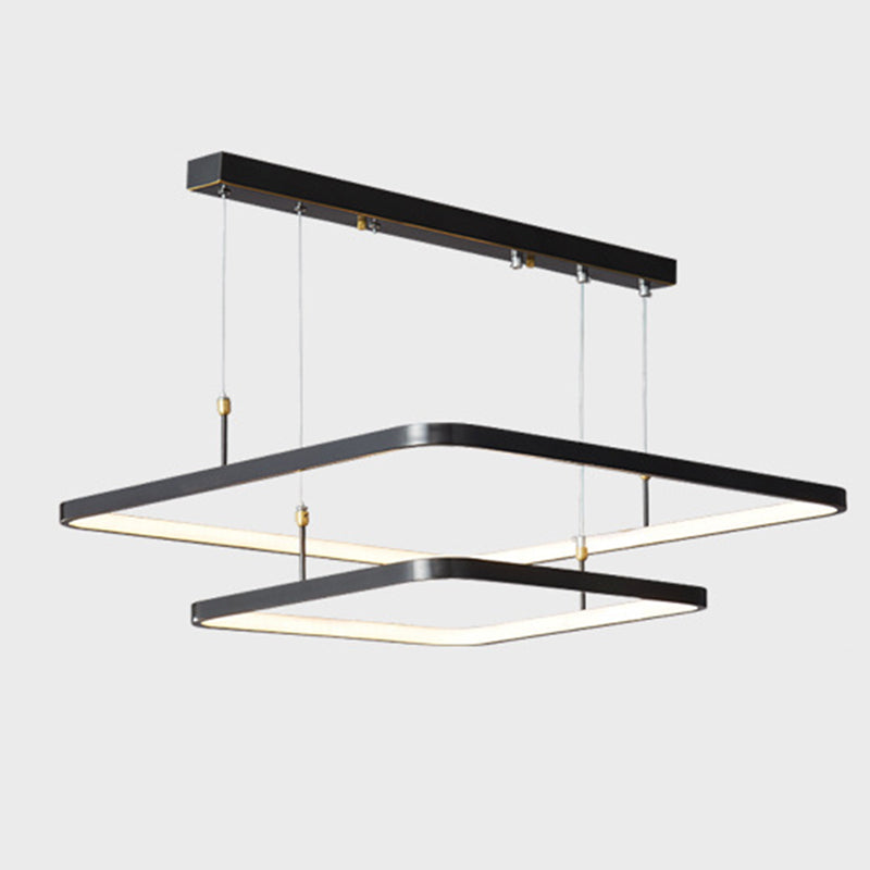 LED Bedroom Ceiling Pendant Light Modern Chandelier Light Fixture with Square Metal Shade