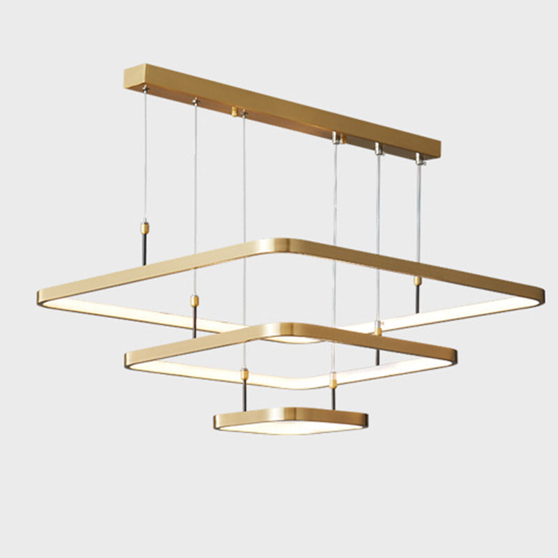 LED Bedroom Ceiling Pendant Light Modern Chandelier Light Fixture with Square Metal Shade