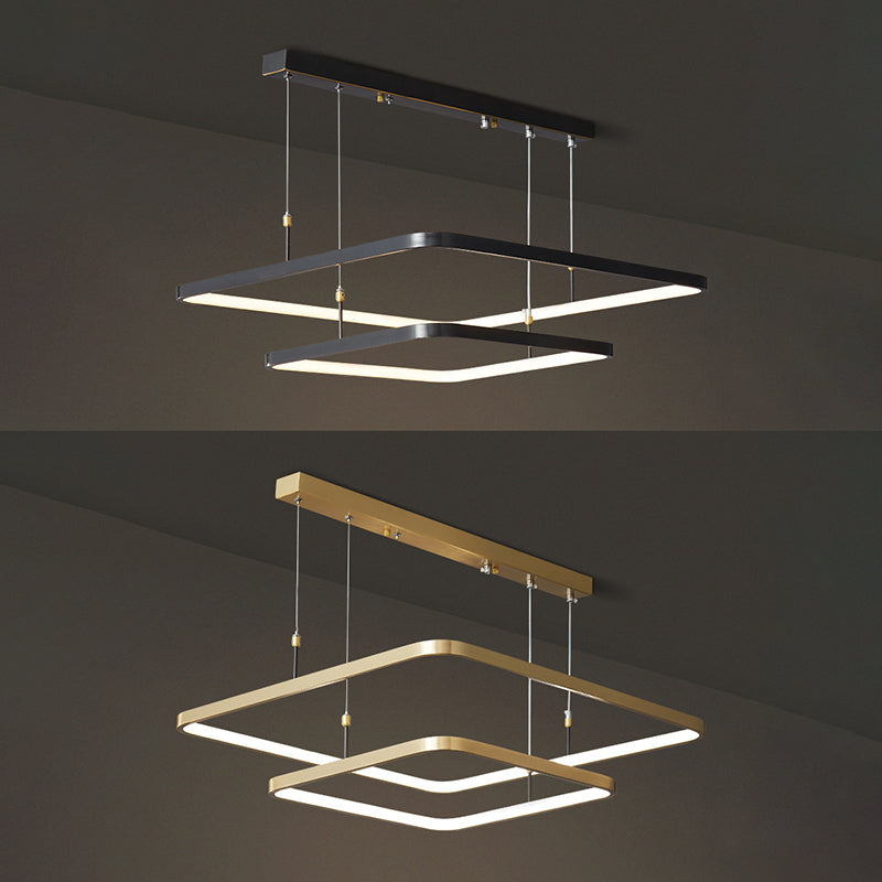 LED Bedroom Ceiling Pendant Light Modern Chandelier Light Fixture with Square Metal Shade