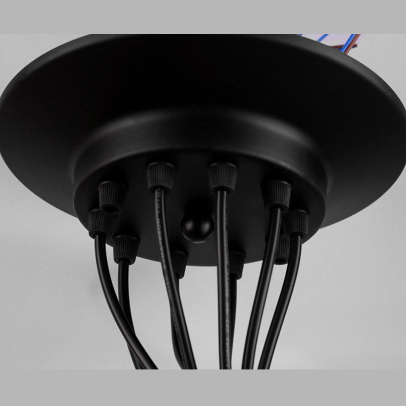 Black Pendant Lighting Fixture Industrial Style Metal Swag Multiple Pendant Light