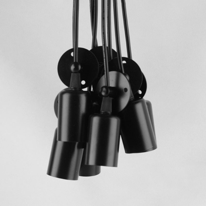 Black Pendant Lighting Fixture Industrial Style Metal Swag Multiple Pendant Light
