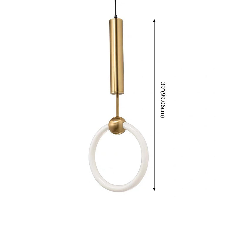 Circle Pendant Lighting Minimalist Metal LED Bedroom Down Lighting Pendant in White