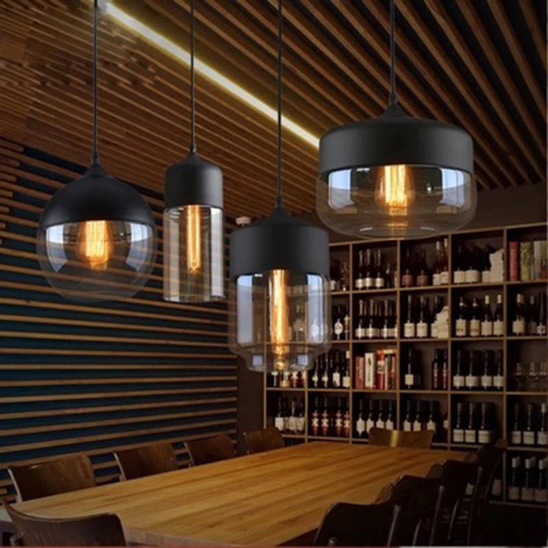 1 Light Pendant Light Fixture Industrial Glass Hanging Pendant Lights for Restaurant