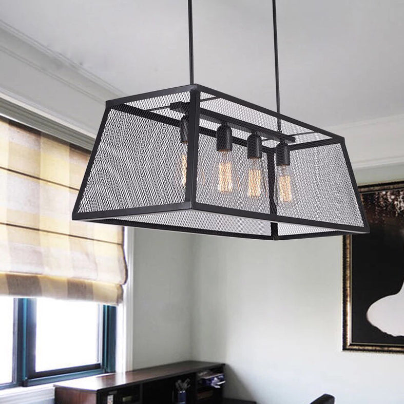Square Island Lampadier Luci di illuminazione industriale in metallo industriale Fissature per il tavolo da pranzo
