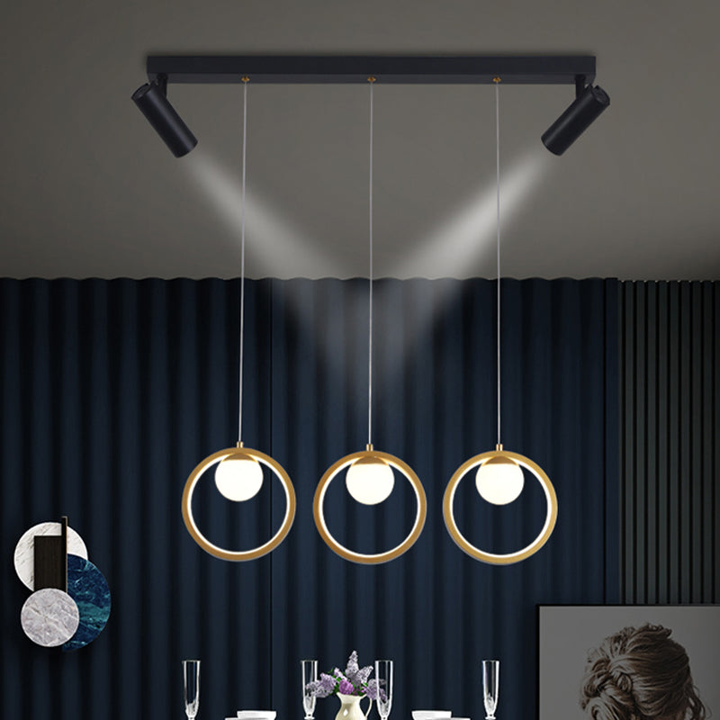 Contemporánea LED PIEL PIELLA Luz de la isla Black Circle Light con sombra de metal