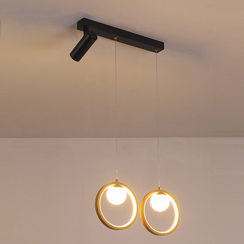 Contemporánea LED PIEL PIELLA Luz de la isla Black Circle Light con sombra de metal