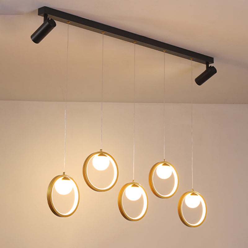 Contemporánea LED PIEL PIELLA Luz de la isla Black Circle Light con sombra de metal