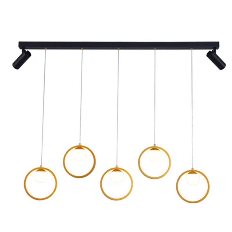 Contemporánea LED PIEL PIELLA Luz de la isla Black Circle Light con sombra de metal