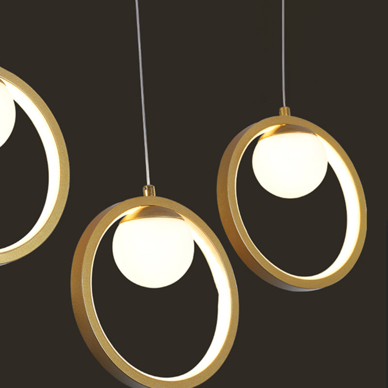 Contemporánea LED PIEL PIELLA Luz de la isla Black Circle Light con sombra de metal