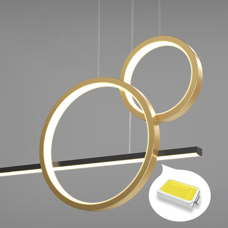 Isola di sospensione lineare contemporanea Light Metal Led Room Isola lampadario in oro-nero