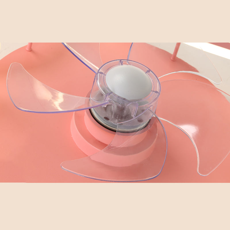 Cartoon Geometric LED Fan Light Fixture Acrylic Kids Bedroom Semi Flush Mount Light in Pink
