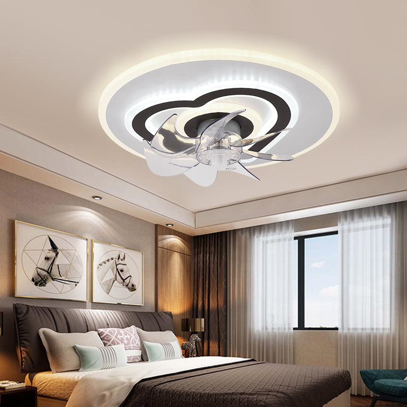 Black and White Disc Shaped Fan Light Minimalist LED Acrylic Semi Flush Mount Lighting