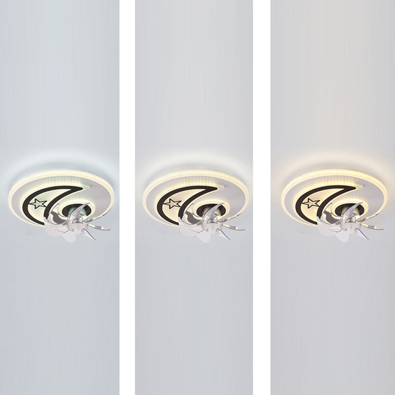 Black and White Disc Shaped Fan Light Minimalist LED Acrylic Semi Flush Mount Lighting