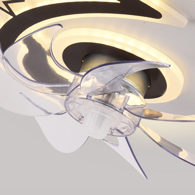 Black and White Disc Shaped Fan Light Minimalist LED Acrylic Semi Flush Mount Lighting