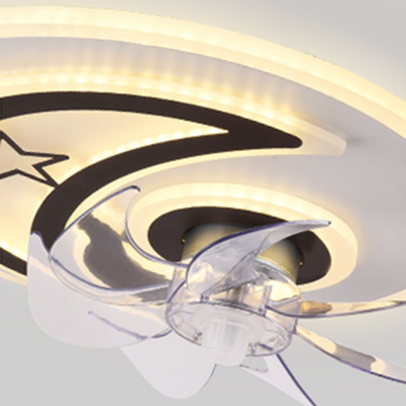 Black and White Disc Shaped Fan Light Minimalist LED Acrylic Semi Flush Mount Lighting