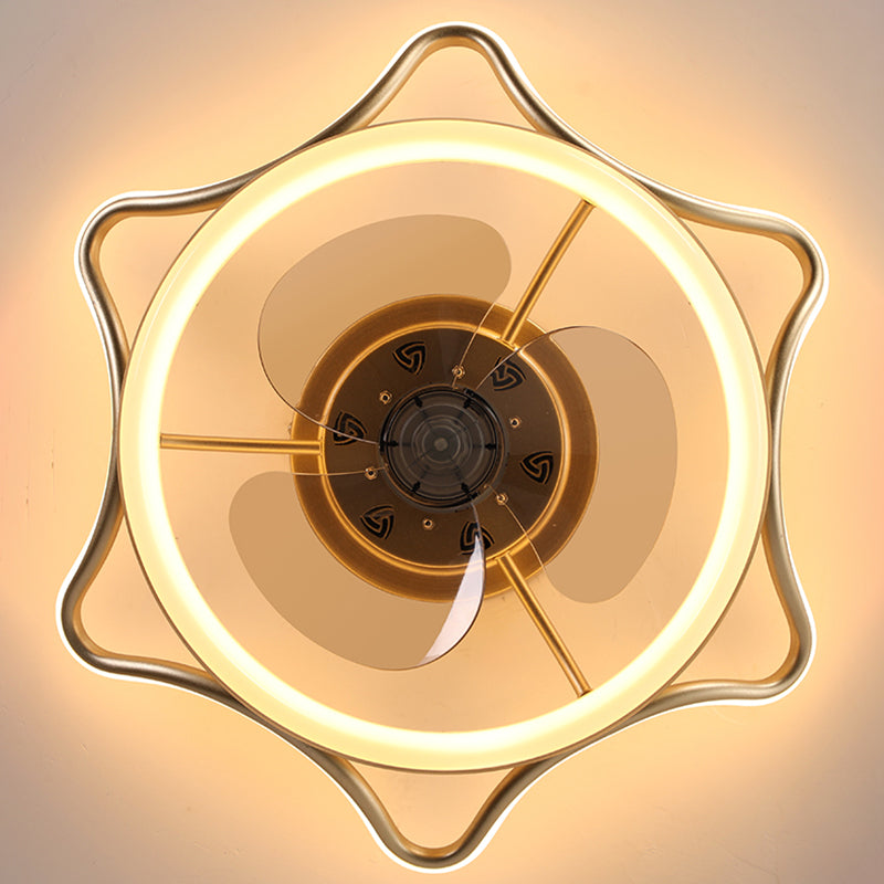 Crown Shaped Metal Flush Mount Fan Lamp Childrens LED Semi Flush Light for Bedroom