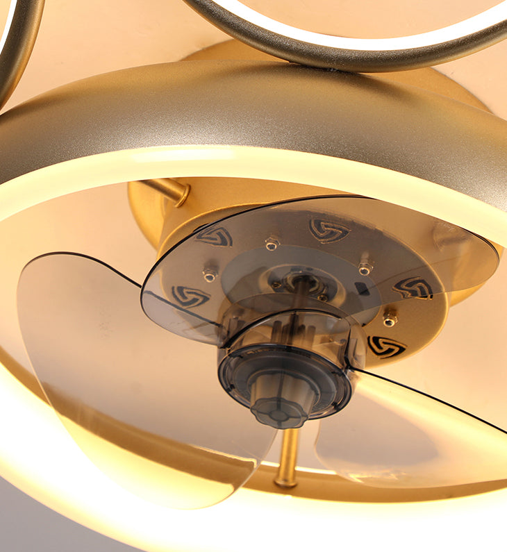 Crown Shaped Metal Flush Mount Fan Lamp Childrens LED Semi Flush Light for Bedroom