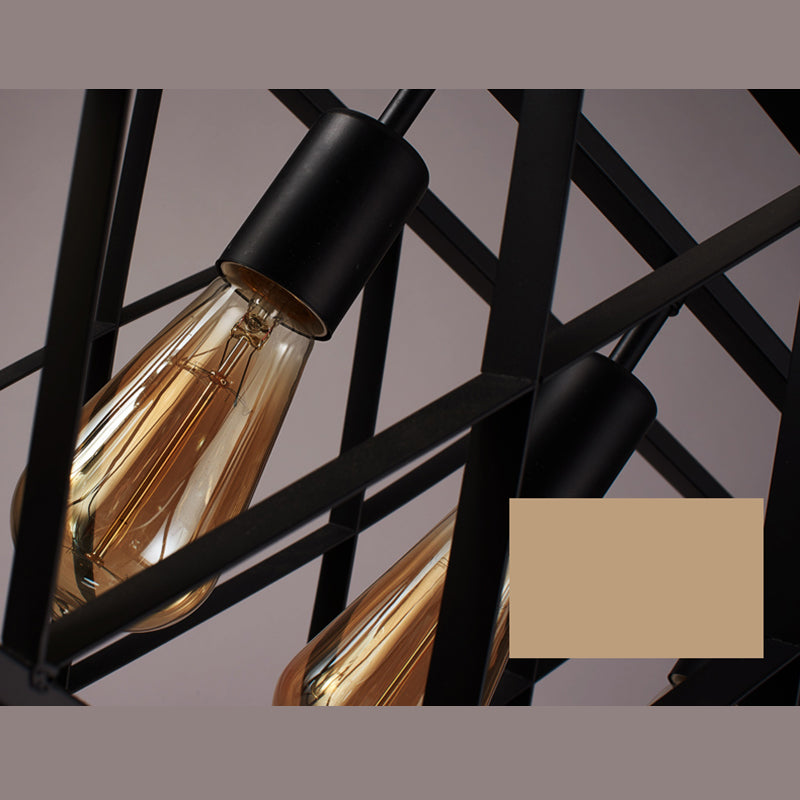 Rettangle Island Lampadella luci industriali di illuminazione del lampadario in metallo per tavolo da pranzo