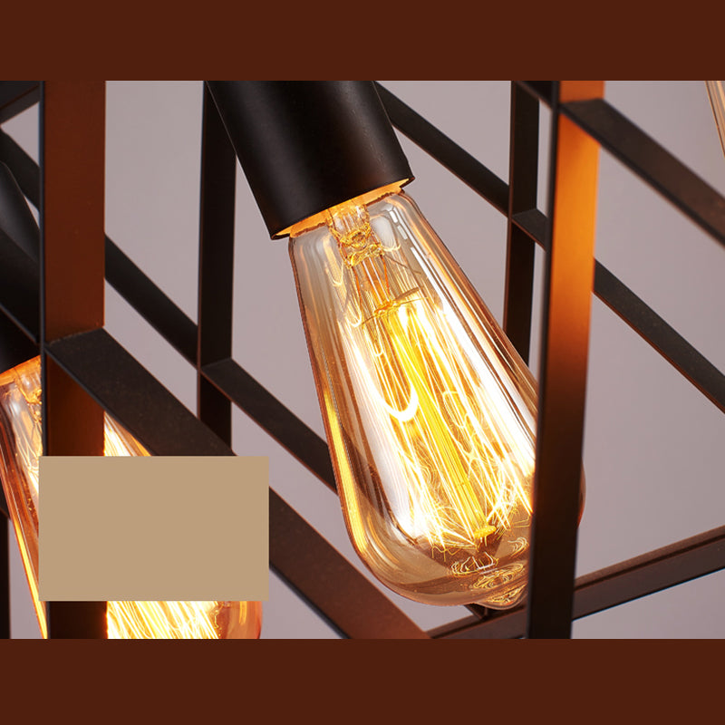 Rettangle Island Lampadella luci industriali di illuminazione del lampadario in metallo per tavolo da pranzo