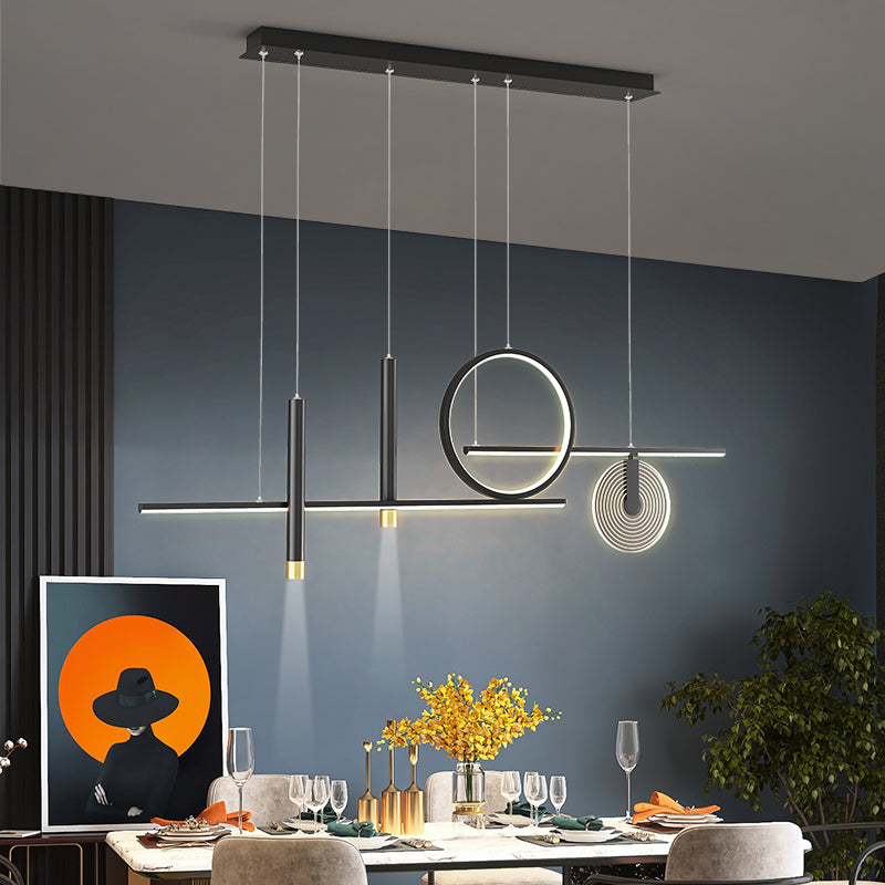 Isola ombreggiata minimalista Isola Light Metal Sala da pranzo LED Isola Penderant Light in Black