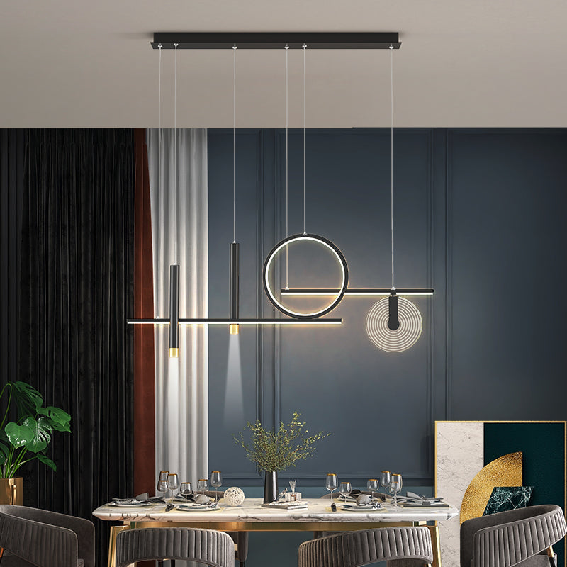 Isola ombreggiata minimalista Isola Light Metal Sala da pranzo LED Isola Penderant Light in Black