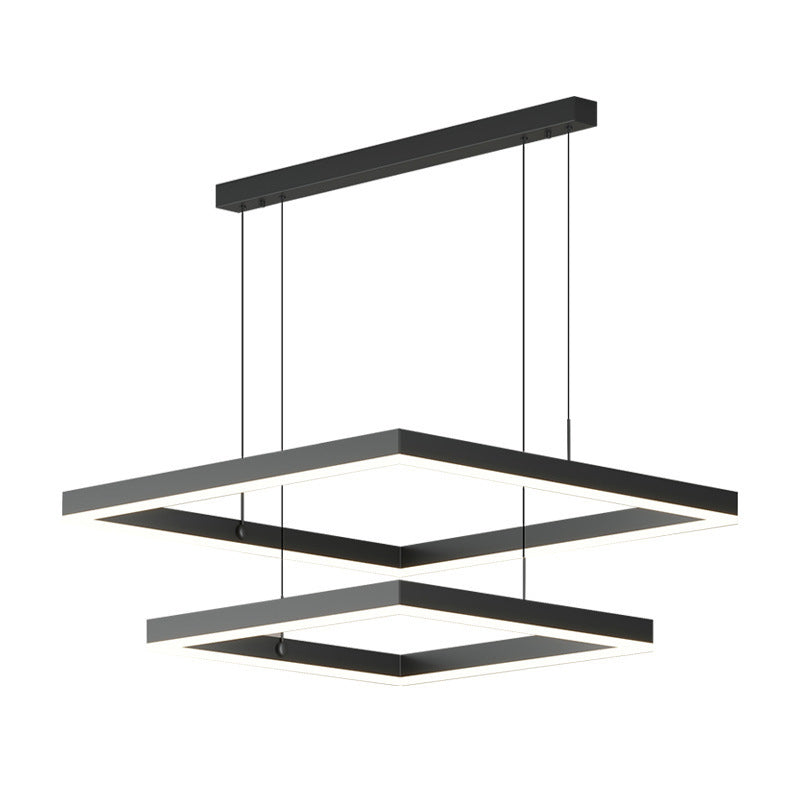 2-Tier Metal Chandelier Pendant Light Modern Style LED Black Hanging Ceiling Light