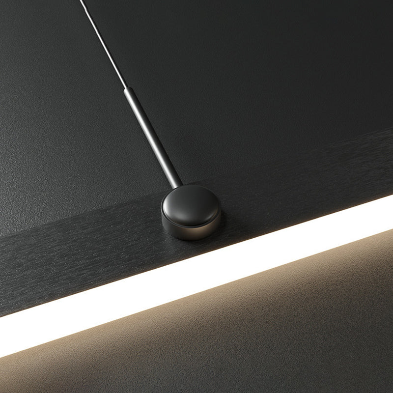 2-Tier Metal Chandelier Pendant Light Modern Style LED Black Hanging Ceiling Light