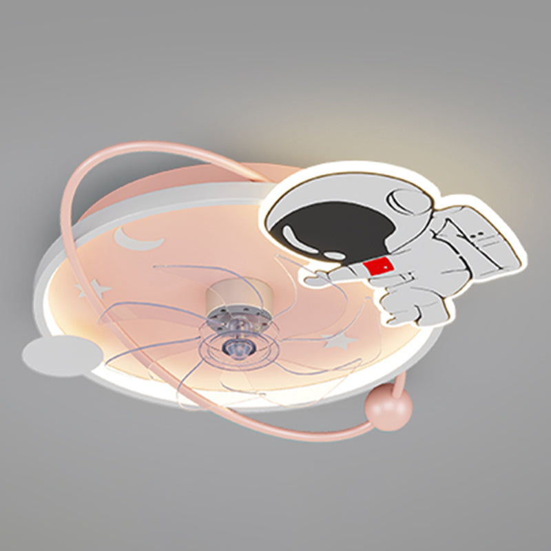 Lámpara de ventilador LED LED de dibujos animados de techo semi de techo de semi descarga para niños