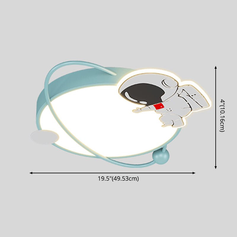 Lámpara de ventilador LED LED de dibujos animados de techo semi de techo de semi descarga para niños