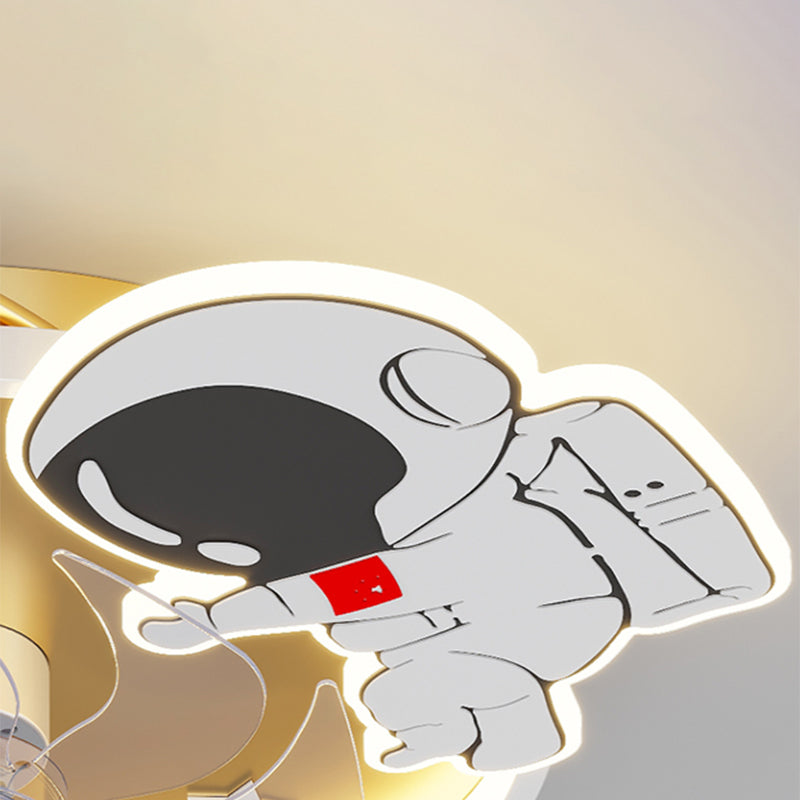 Lámpara de ventilador LED LED de dibujos animados de techo semi de techo de semi descarga para niños