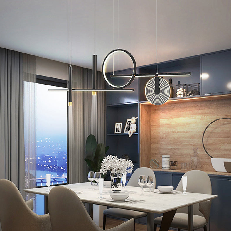 Isola ombreggiata minimalista Isola Light Metal Sala da pranzo LED Isola Penderant Light in Black