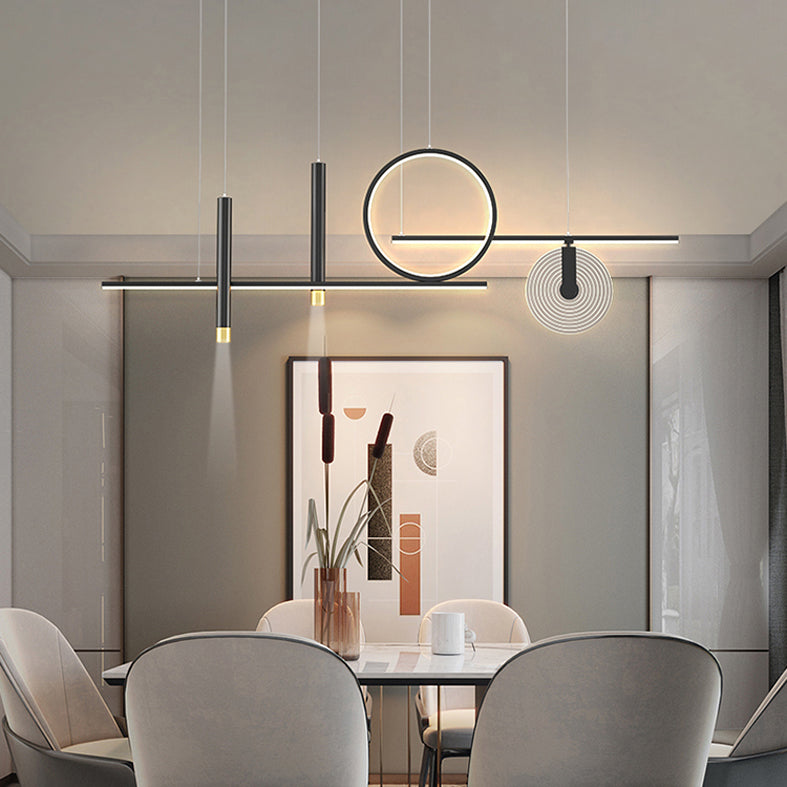 Isola ombreggiata minimalista Isola Light Metal Sala da pranzo LED Isola Penderant Light in Black