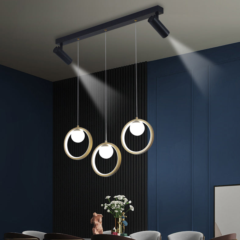 Contemporánea LED PIEL PIELLA Luz de la isla Black Circle Light con sombra de metal