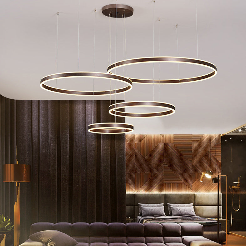 Coffee Rings Suspension Pendant Light Modern Style LED Metal Chandelier Pendant Light