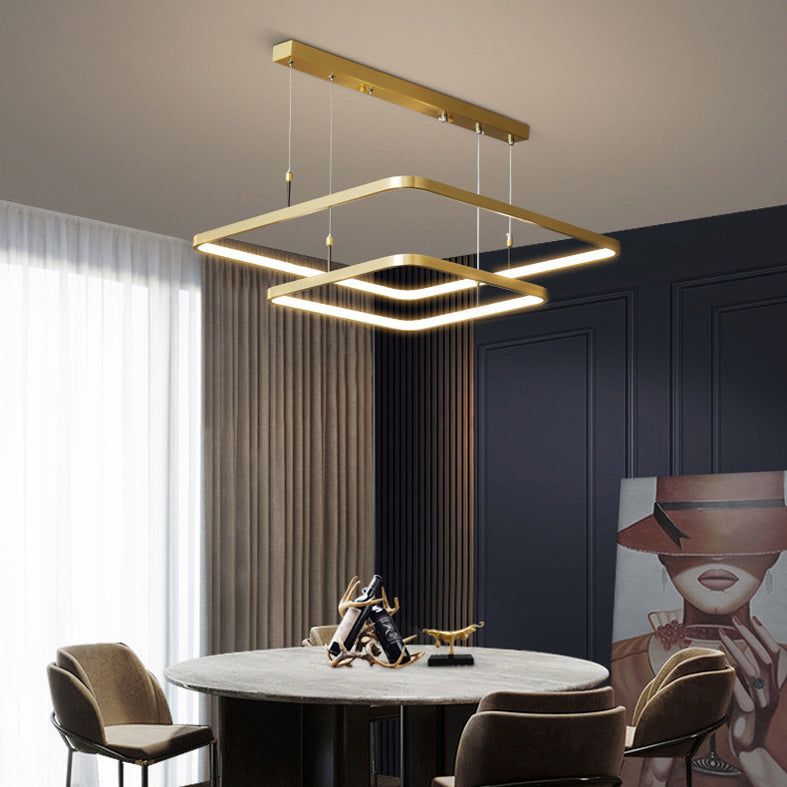 LED Bedroom Ceiling Pendant Light Modern Chandelier Light Fixture with Square Metal Shade