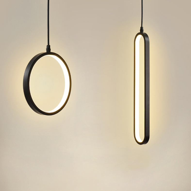 Geometrische hangende hanglamp moderne stijl metalen led zwart hangend plafondlicht